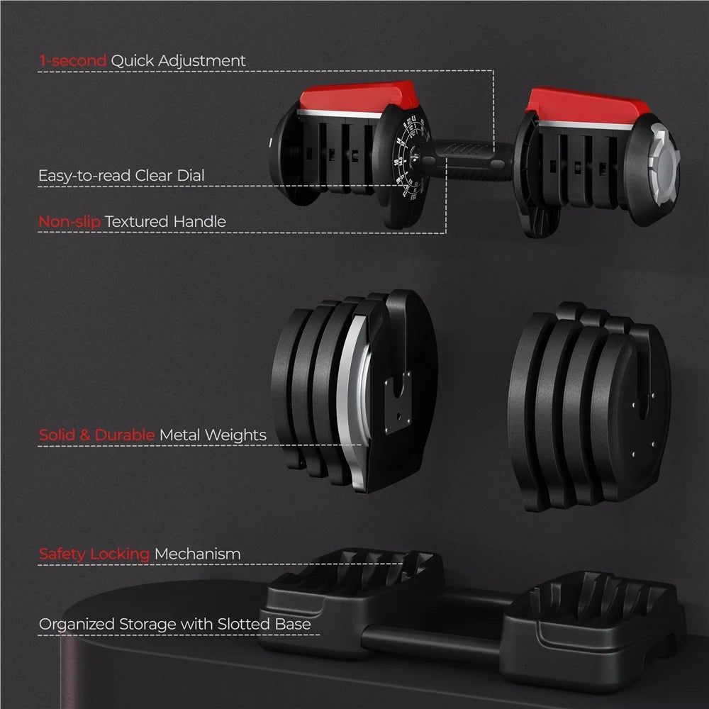  Quick-Adjustable Dumbbell Weight Set