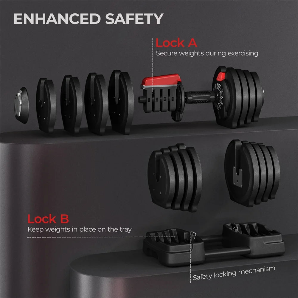  Quick-Adjustable Dumbbell Weight Set